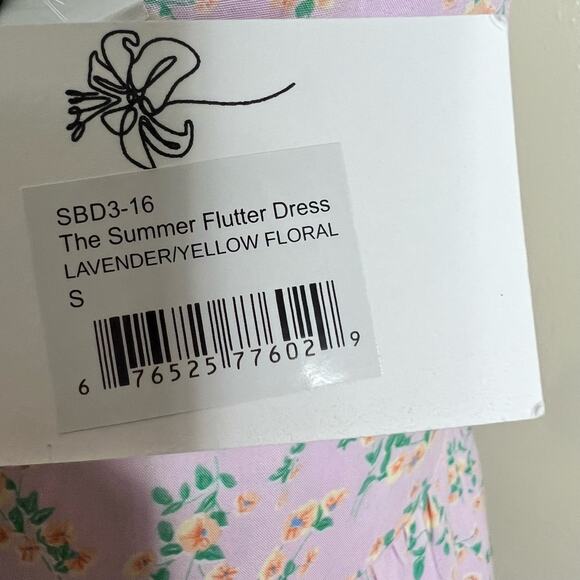 Sokie Collective The Summer Flutter Dress Small Lavender Floral Midi Ruffle New - Picture 9 of 12